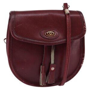 Authentic GUCCI Shoulder Bag Leather Red